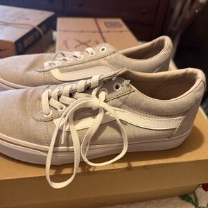 Vans Beige and White Athletic Shoes